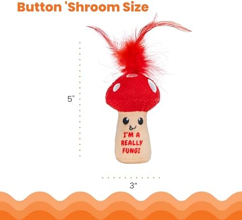 Catstages A Really Fungi Cat Kicker Toy with Catnip and Dental Mesh, Mushroom Shape, Plush and Feather Cat Toy for Kicking, Tossing, and Teeth Cleaning, Red - Image 5