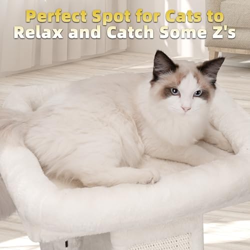 TWDEPART Cat Tree Cat Tower with Cat Scratching Post for Indoor Cats,Activity Centre Climbing Tree Cat Furniture with Playful Toy Balls,Beige - Image 4