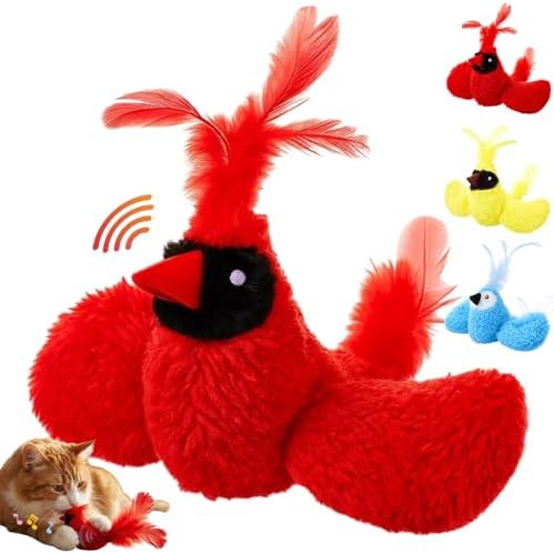 3Pcs Chirping Bird Cat Toy, 3.15'', Red Cardinal Blue Jay Style by SilTriangle