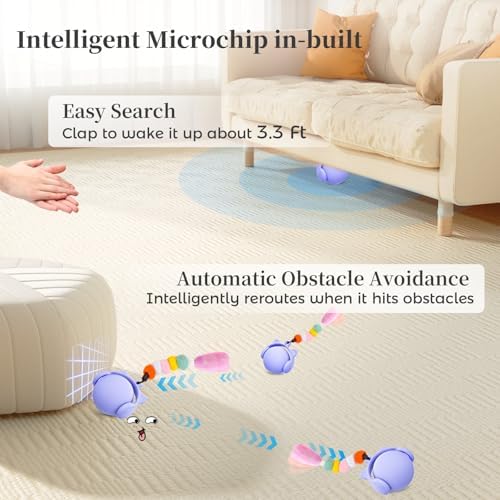 ORSDA Cat Toys for Indoor Cats, New Intelligent Voice Timing Touch Control Cats Ball, Simulate Mouse Sound Kitten Toy, Automatic Interactive Moving Cat Toy for All Ages - Image 3