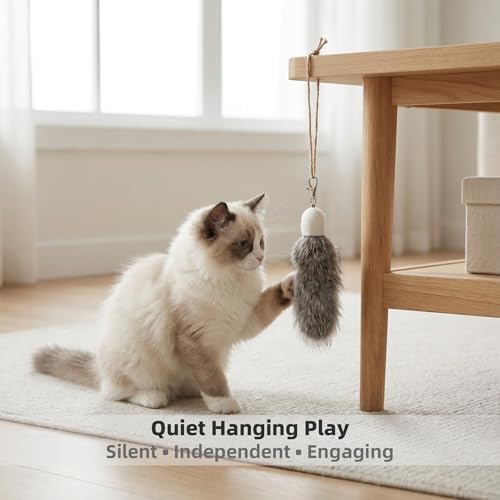 2 Pack Natural Rabbit Fur Cat Toy Refills ?€? Silent Interactive Cat Toys for Indoor Cats, Handmade Replacement Heads with Secure Connector for Cat Wand Toys - Image 6
