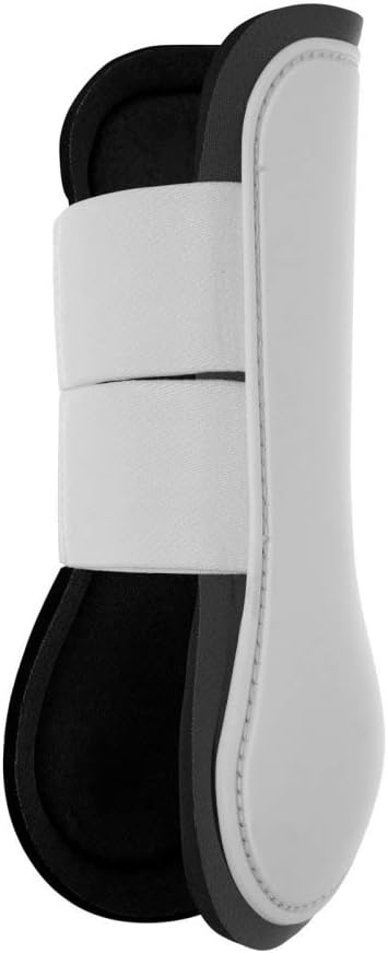 HORZE Chicago Protective Horse Tendon Boots - Lightweight Open Front Boots for Jumping, Trail Riding, and Turnout (Pair) - White/Grey - Pony