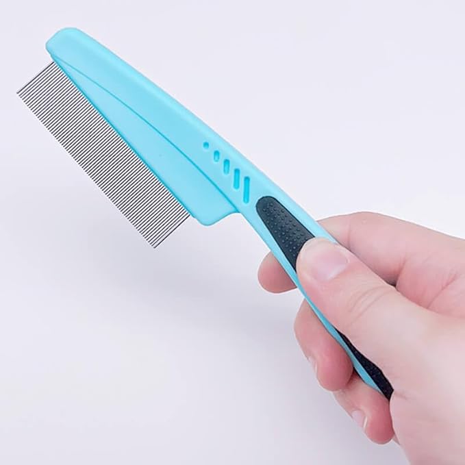 Flea Comb with Rubber Handle, Flea and Tick Combs for Dogs & Cats, Dog Comb for Grooming