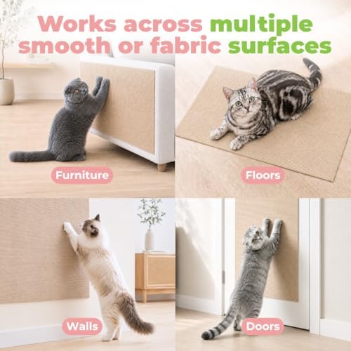 Catify Peel & Stick Cat Scratching Mat - Beige, L:39" - Image 4