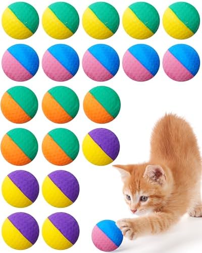 PET SHOW 20 Pack Cat Toys Sponge Balls 1.57inch for Indoor Cats Kitten by PETSHOW