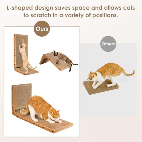 EHEYCIGA Cardboard Cat Scratcher for Indoor Cats, 19 Inch, Brown - Image 4