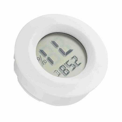 Humidity for Reptile Accessories T Digital LCD and Hygrometer for Reptiles Round Shape Temperature and Humidity Meter Battery Not Included (White)