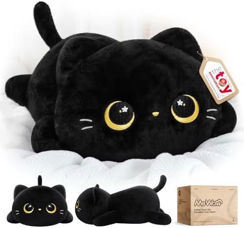 Mewaii Black Cat Plush Pillow Cute Plushies, Squishy & Huggable, 13 in by Mewaii