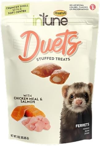 Higgins Intune Ferret Food & Treat Bundle Intune Ferret Diet 4lbs & Intune Duets Ferret Treats (Chicken Meal/Salmon) 3.04oz.