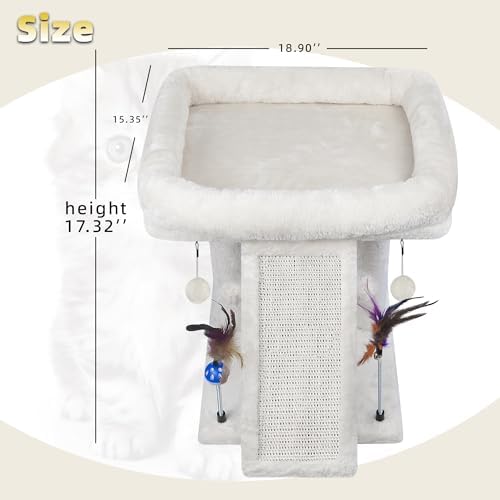 TWDEPART Cat Tree Cat Tower with Cat Scratching Post for Indoor Cats,Activity Centre Climbing Tree Cat Furniture with Playful Toy Balls,Beige - Image 2
