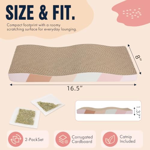 SIDAZON Cat Scratch Pad Cardboard cat scratchers for Indoor Cats Reversible Large Wide Corrugated with Catnip(1pcs) - Image 2