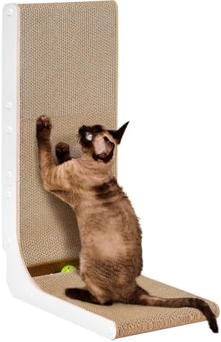EHEYCIGA Cardboard Cat Scratcher for Indoor Cats, 26.8 Inch, White by EHEYCIGA