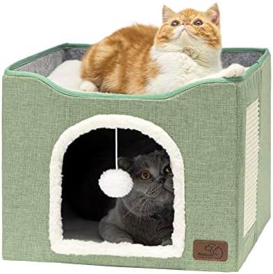 Bedsure Cat House Bed for Indoor Cats with Fluffy Ball and Scratch Pad by Unknown