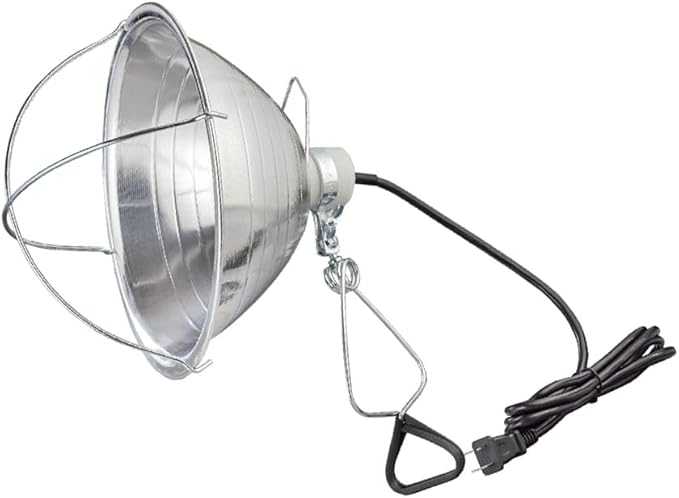 CyberTech Lighting 10.5" Brooder Lamp with Clamp, Hanger Included, Ceramic Socket and with Lamp Guard. Scratch Resistant Clamp, 6Ft Long Power Cord. Heat Lamp Sold Separately.