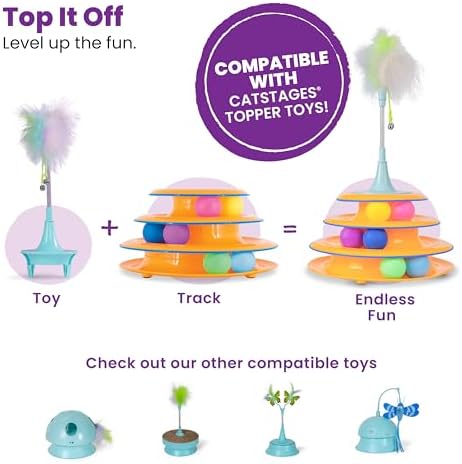 Catstages Tower of Tracks Interactive Cat Toy, 6 Spinning Balls, 10" x 5.3" - Image 6