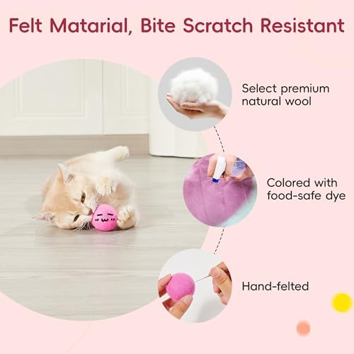 Potaroma 12 Pcs Quiet Play Felt Cat Ball Toys with Catnip Inside - Image 3