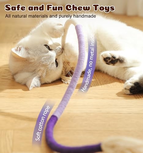 Cat Chew Ropes 4Pcs, Safe Cat Chew Toys for Indoor Cats with Catnip - Image 3