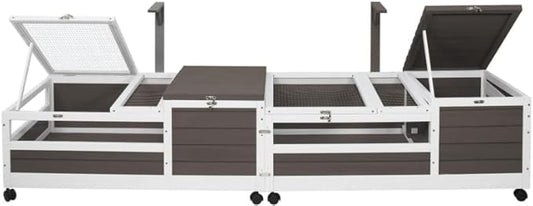 Tortoise Habitat with Lamp Holder in Indoor & Outdoor, Wooden Turtle Enclosure Table with 4 360° Lockable Wheels, Leakproof Tray, Openable Roof for Tortle, Lizard, 78" L x 23" W x 14" H