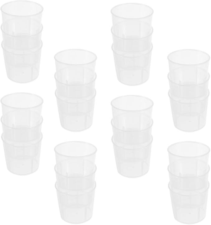 100 Pcs Reptile Food Cups and Water Bowls, Reusable Measuring Dishes with Washable Scale, White Plastic Feeding Cups for Crawling Pets and Terrarium Use