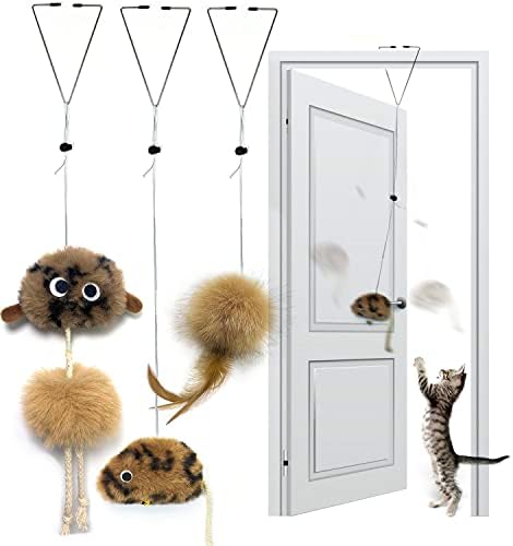 Cat Toys for Indoor Cats,Interactive Door Hanging Cat Toys Attached with Catnip/Feathers/Birds/Mouse Toys for Cats/Kitten Toys(3 Pack) by URMYONLY