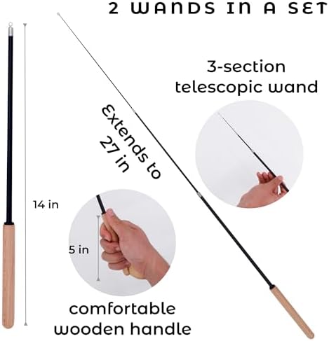 Cat Toys for Indoor Cats, Interactive Cat Wand Toy Set ?€? 2 Retractable Wands with Wooden Handles, 9 Refills (Feathers & Worms) ?€? 2 Mesh Tube Strings & 1 Elastic String for Cats and Kittens - Image 3