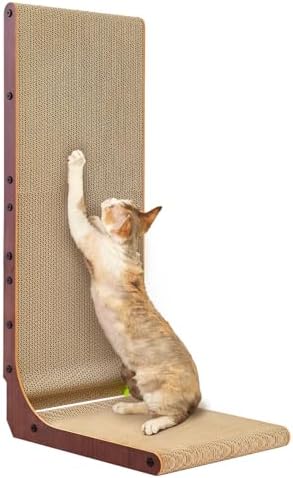 EHEYCIGA Cardboard Cat Scratcher for Indoor Cats, 32 Inch, Dark Brown by EHEYCIGA