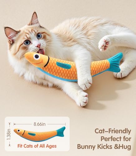 PetBusy Interactive Cat Toys with[5000mg Premium A+Catnip][Baby Grade] Soft Chew Kicker Cat Toys for Indoor Cats & Kittens, Crinkle &Rattle Fish Sound Toy, Drives Bored Cats Crazy with Fun,3 Pack - Image 4
