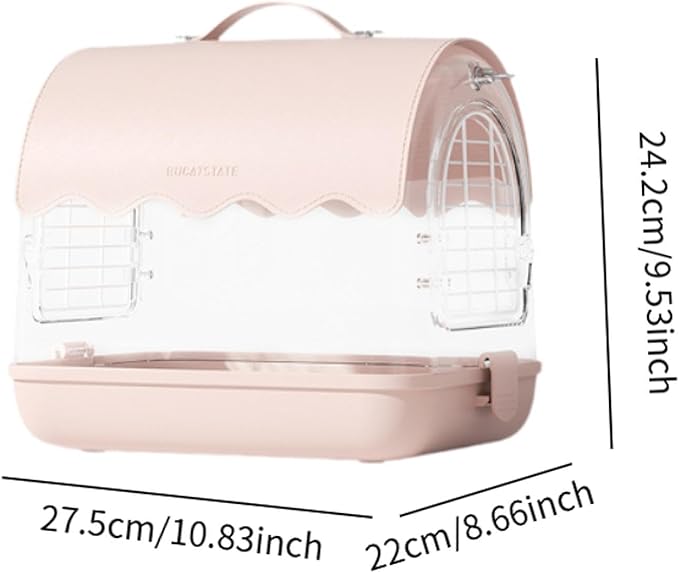 Portable Bird Transporter with Convenient Carrying Straps, PU Leather Pink