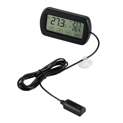 Toddmomy LCD Digital Hygrometer for Egg Hatching and Pet Monitoring Alarm Function Large LCD Display Abs Material Easy Fixing with Suction Cup for Incubators and Home Use
