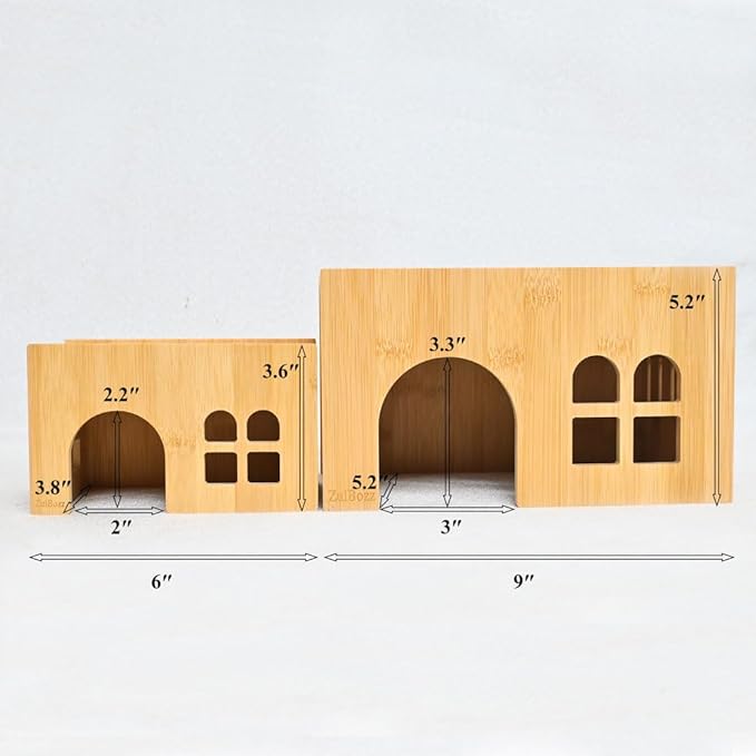 Hamster Hideout House Bamboo Wooden No Assembly Hamster Cage Accessories Shelter Hut Nest Toy Habitat Decor for Dwarf Syrian Hamsters Small Animal Cage Decor Multi Size Variants Medium