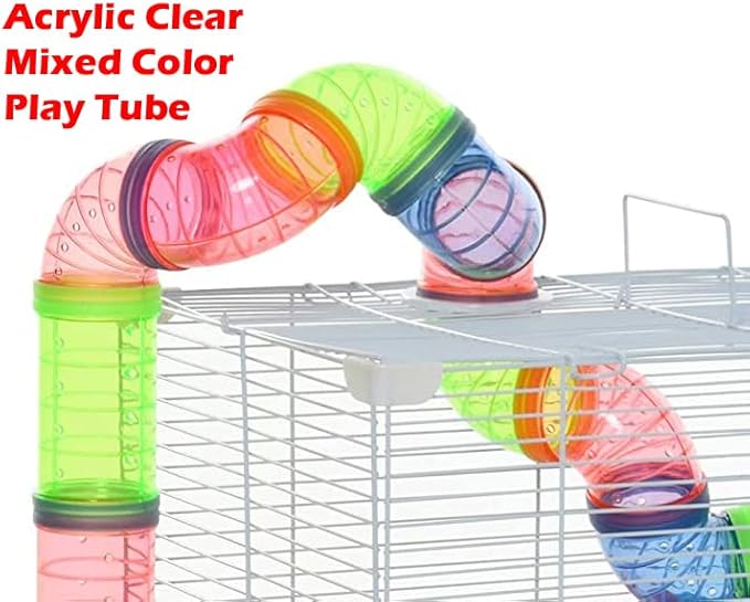 Extra Large Multi-Levels Easy Setup Deluxe Dwarf Hamster Mansion Mouse Habitat Gerbil House Full Set of Accessories for Mice Rat with Crossover Tube Tunnel Expandable and Customizable