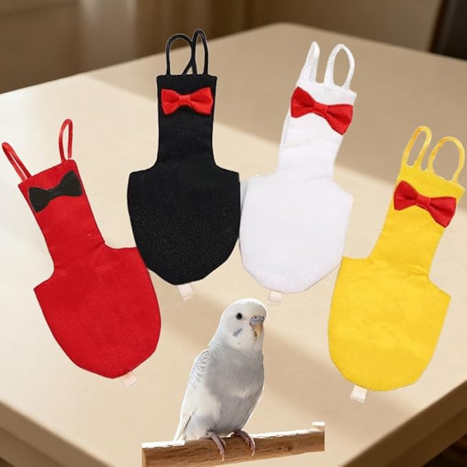4pcs Bird Diaper Parrot Flight Suit Solid Color Parrot Nappy Reusable Pigeon Pants Cockatiel Clothes for Parakeet Mini Macaw Budgie Canary for Indoor Outdoor - M