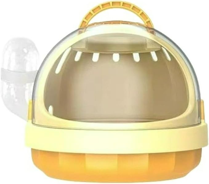 Portable Small pet Carrier with Water Bottle – Hamster Travel cage with Transparent Dome Design, Suitable for Hamsters, Sugar Gliders, and Guinea Pigs. (Cheese Yellow)