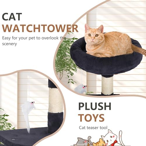 FDW | 36" Cat Tree Tower | Dark Gray | Multi-Level Indoor Activity Center - Image 5