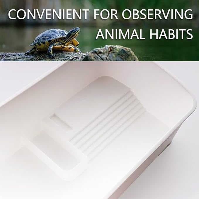 Turtle Tank Aquarium Creative Reptile Habitat Sundeck Turtle Bathing Pool for Pet Care (White)