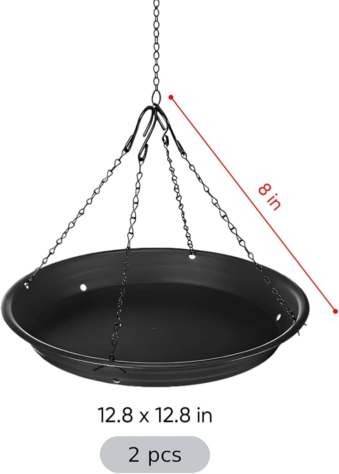Generic 2 Pcs Bird Feeder and Bath Combo, 12.8 in Outdoor Hanging Tray, Large Capacity, Easy to Clean