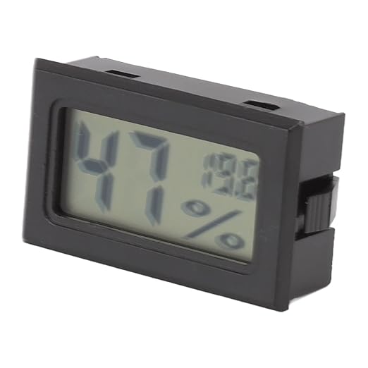 Alomejor LCD Digital Thermometer Hygrometer High Accuracy for Cigar Cabinet LCD Display for Breeders, Guitar Boxes Plastic, 1.9 X 0.6in
