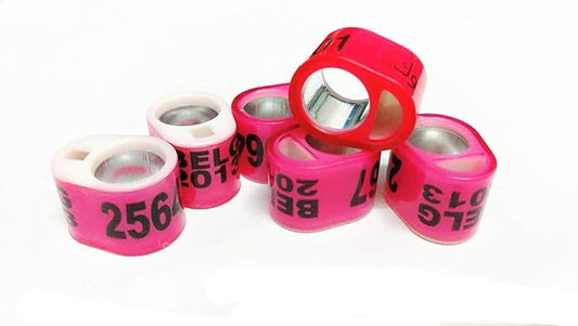 100 8mm Customized Racing Pigeon Club loft Band Ring Combination BELG Flag Racer (red)