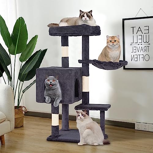 FDW 37.8" Cat Tree Tower | Dark Gray | Multi-Level Indoor Activity Center - Image 7