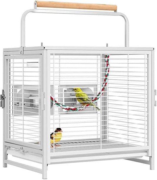 19'' Wrought Iron Durable Bird Cage Premium Bird Carrier for Parrots Conures Lovebird Cockatiel Easy to Carry