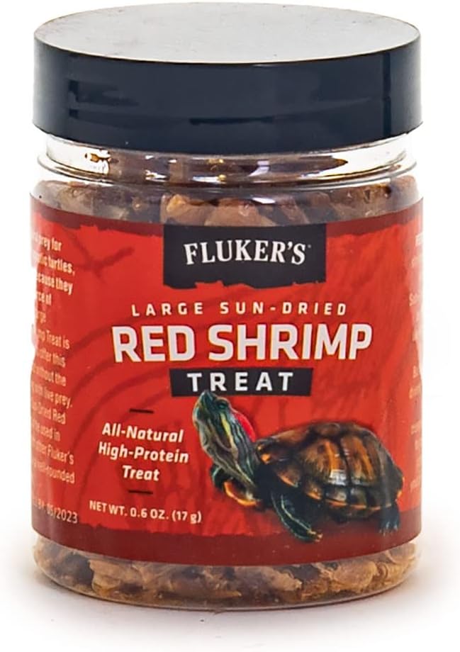 Fluker's All Natural Large Sun-Dried Red Shrimp, High Protein Treats, Aquatic Turtle Food, Great for Aquatic Frogs, Tegus, Monitors, and Tropical Fish, 0.6 oz