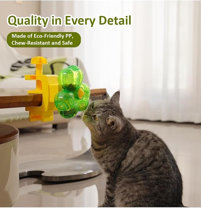 Cat Puzzle Feeder, Dry Food Dispenser, Clamp-On Design, Mental Stimulation Interactive Brain Game, Slow Feeder Toys for Cat & Dog (6 Adjust Rings) - Image 2