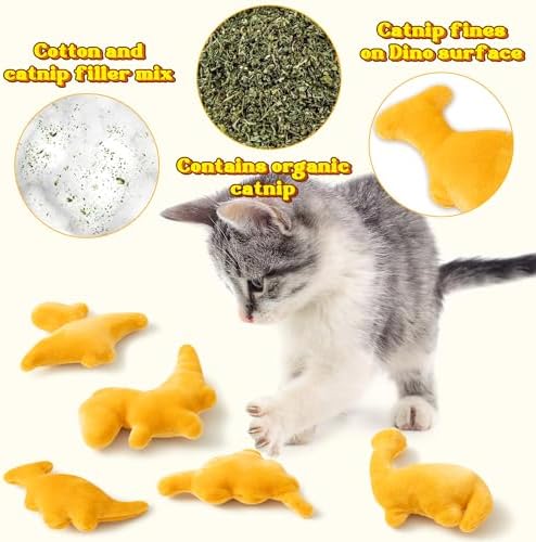 MALLMALL6 Catnip Toys for Cat - 5Pcs Dino Nuggets Cat Toy, Indoor Kitten Chew Bite Kick Dinosaur Chicken Nugget Catmint Interactive Pet Supplies, Cute Pet Gifts for Kitten Lover - Image 3