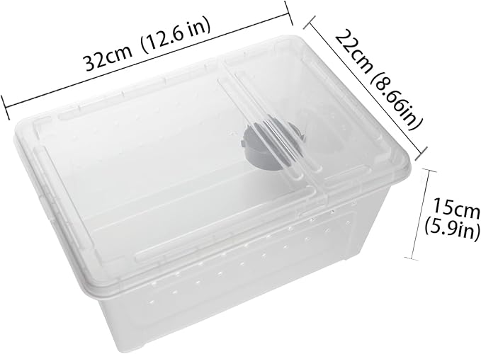 OMEM Portable Reptile Terrarium Habitat for Mini Pet Houses Breathable Holes Stackable Container (2PCS-L)