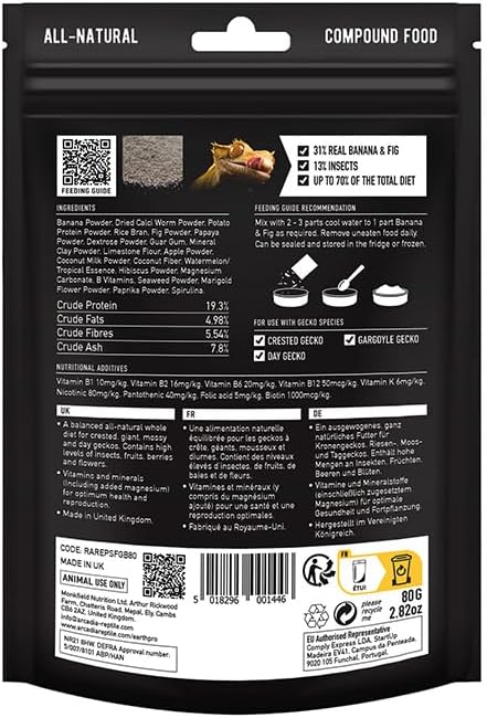 Arcadia Sticky Foot Gold Banana and Fig-80 Gram Pouch