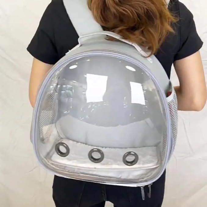 Animal Carrier Backpack Travel Portable Small Breathable Backpack for Hamster Pet Bag Guinea Pig Carrier Rabbit Bird (Grey)