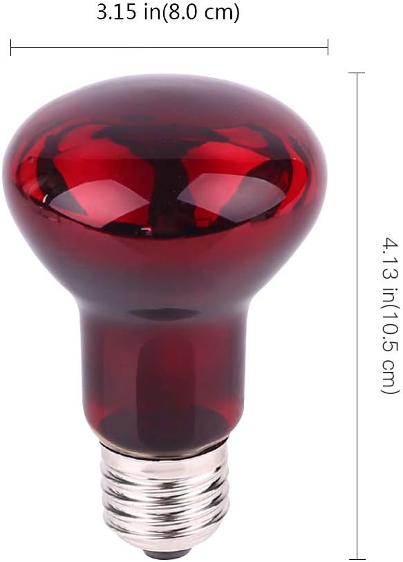 100W Infrared Heat Lamp Bulb E26 Base Red Basking Spot Light for Reptile Terrarium, Non-Disruptive Night Heater for Bearded Dragons Snake Turtle and Amphibian 2 Pack