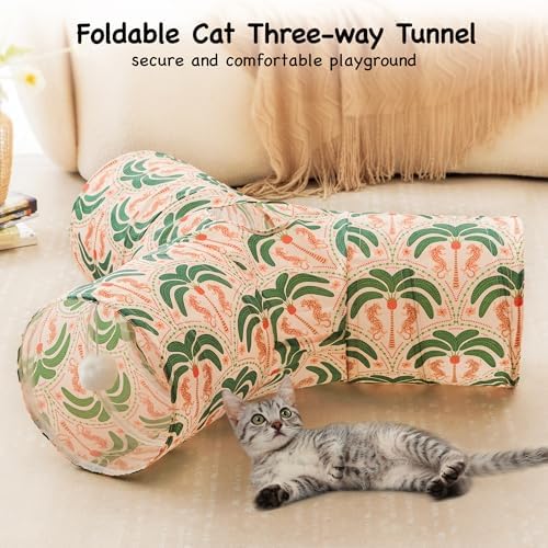 Tempcore Cat Tunnel, 3-Way Collapsible Toy for Indoor Cats, Coconut - Image 3