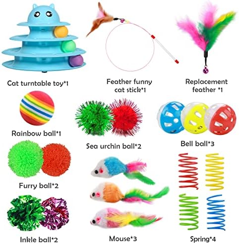 UPSKY 20 PCS Cat Toys Set with Teaser, Mice, Spring, and Various Ball Toys - Image 3