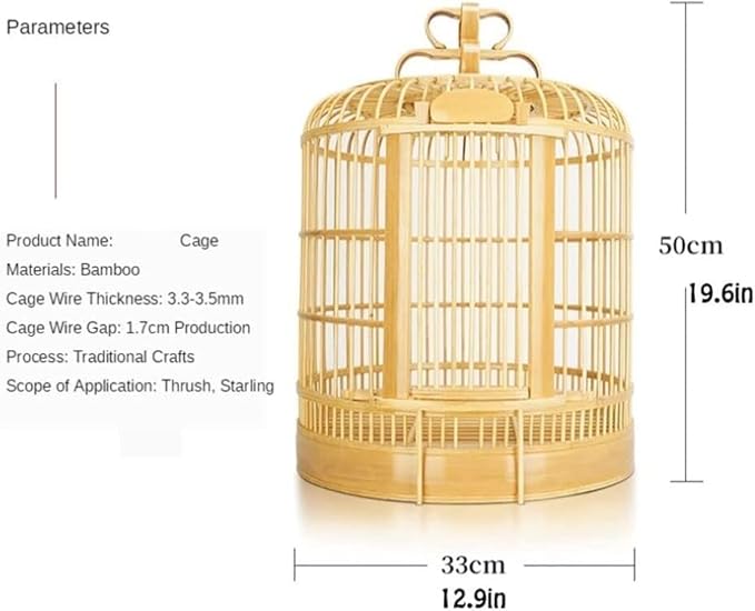 Round Bird Cage Large Bird Carrier Handmade Flight Birdcage Capacity Travel Carrier Cage Bird Aviary Bamboo Parrot Cage Budgie Cage
